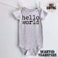 Hello World Pregnancy Announcement Onesie®, New Baby Bodysuit, Reveal Pregnancy Announcement, Cute, Trendy Bodysuit