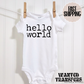 Hello World Pregnancy Announcement Onesie®, New Baby Bodysuit, Reveal Pregnancy Announcement, Cute, Trendy Bodysuit