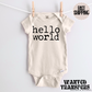 Hello World Pregnancy Announcement Onesie®, New Baby Bodysuit, Reveal Pregnancy Announcement, Cute, Trendy Bodysuit