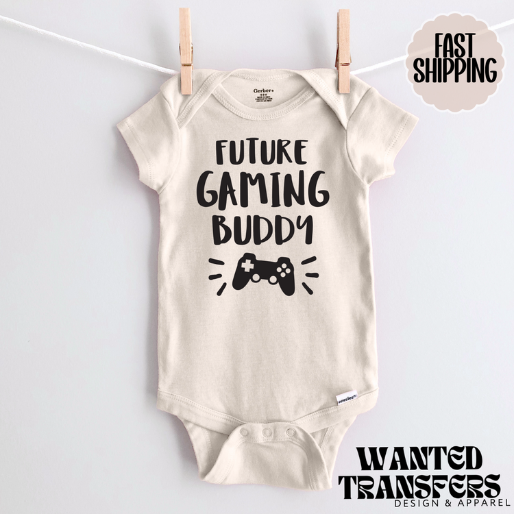Future Gaming Buddy Pregnancy Announcement Onesie®, New Baby Bodysuit, Reveal Pregnancy Announcement, Cute, Trendy Bodysuit