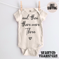 And Then There were Three Pregnancy Announcement Onesie®, New Baby Bodysuit, Reveal Pregnancy Announcement, Cute, Trendy Bodysuit