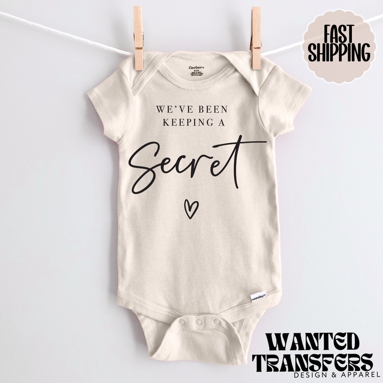 We've Been Keeping a Secret Pregnancy Announcement Onesie®, New Baby Bodysuit, Reveal Pregnancy Announcement, Cute, Trendy Bodysuit
