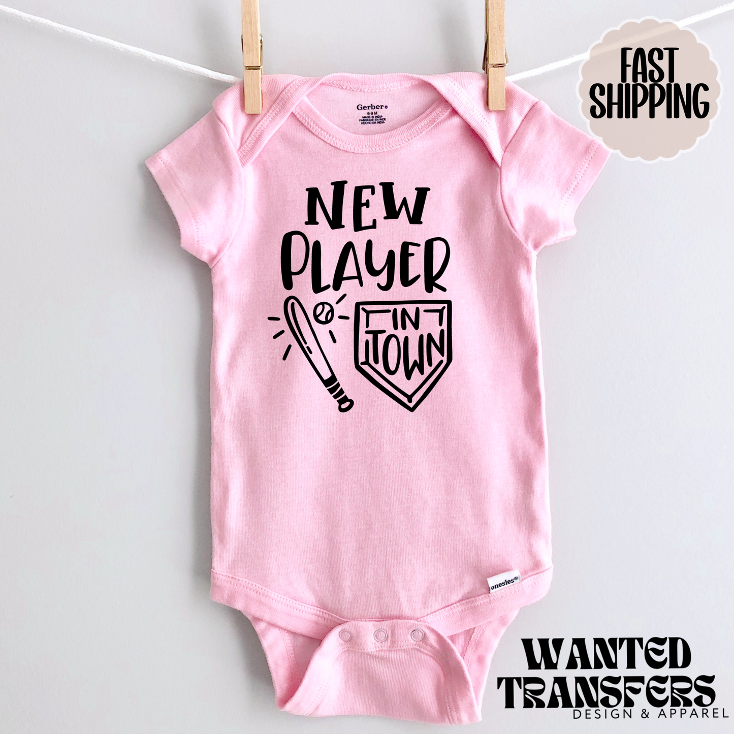 New Player in Town Baseball Pregnancy Announcement Onesie®, New Baby Bodysuit, Reveal Pregnancy Announcement, Cute, Trendy Bodysuit