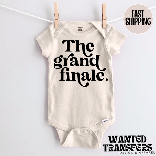 The Grande Finale Pregnancy Announcement Onesie®, Final Last Baby Bodysuit, Reveal Pregnancy Announcement, Cute, Trendy Bodysuit