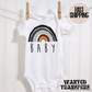 Neutral Rainbow Baby Pregnancy Announcement Onesie®, Rainbow Baby Bodysuit, Rainbow Pregnancy Announcement, Cute, Trendy First Baby