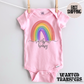 Watercolor Rainbow Baby Pregnancy Announcement Onesie®, Rainbow Baby Bodysuit, Rainbow Pregnancy Announcement, Cute, Trendy First Baby