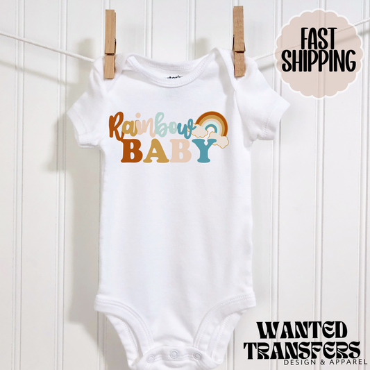 Rainbow Baby Retro Pregnancy Announcement Onesie®, Rainbow Baby Bodysuit, Rainbow Pregnancy Announcement, Cute, Trendy First Baby