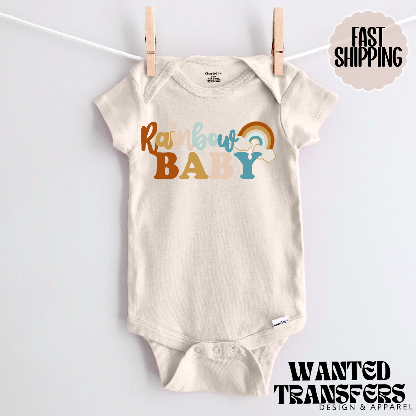 Rainbow Baby Retro Pregnancy Announcement Onesie®, Rainbow Baby Bodysuit, Rainbow Pregnancy Announcement, Cute, Trendy First Baby