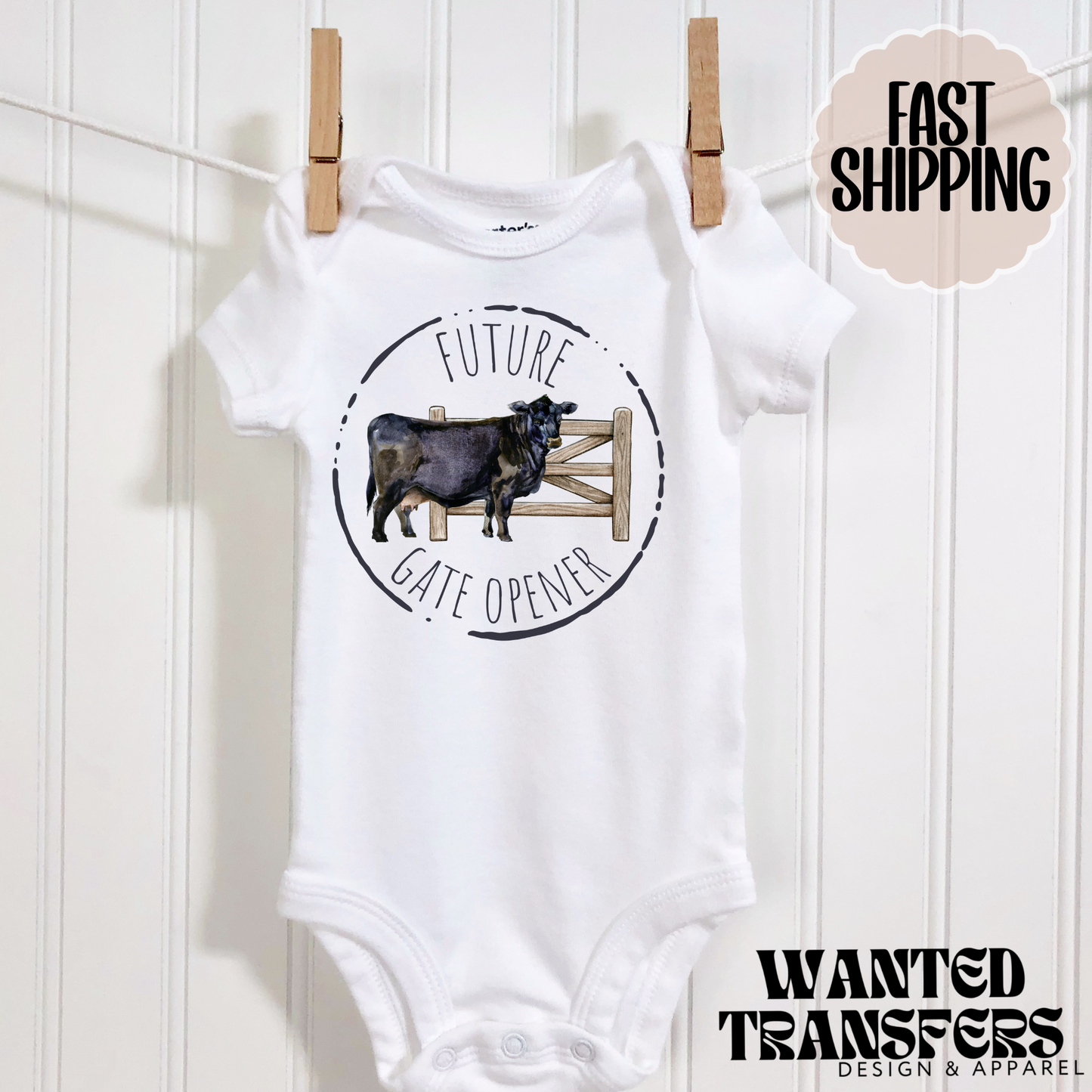 Future Gate Opener Cattle Cow Pregnancy Announcement Onesie®, Western Baby Bodysuit, Farm Raised Pregnancy Announcement, Cute, Trendy Cattle Bodysuit