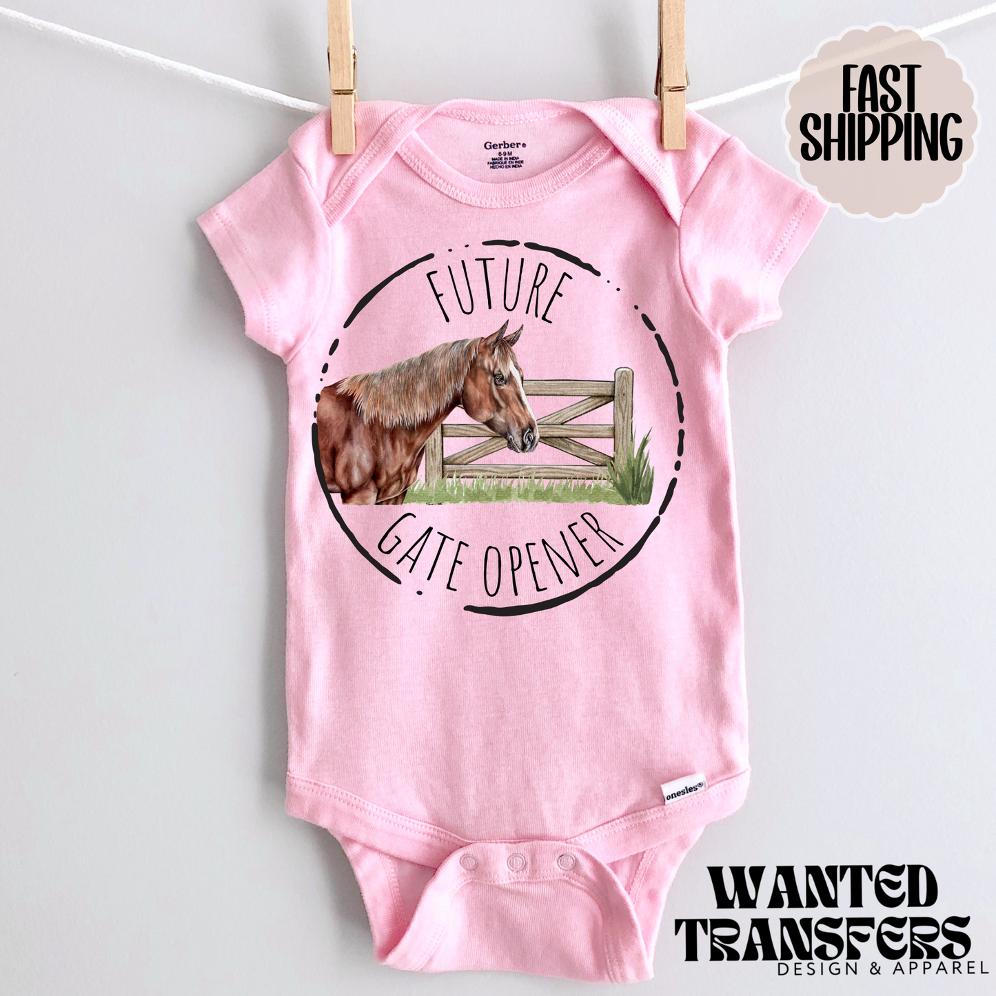 Future Gate Opener Horse Pregnancy Announcement Onesie®, Western Baby Bodysuit, Farm Raised Pregnancy Announcement, Cute, Trendy Horse Bodysuit