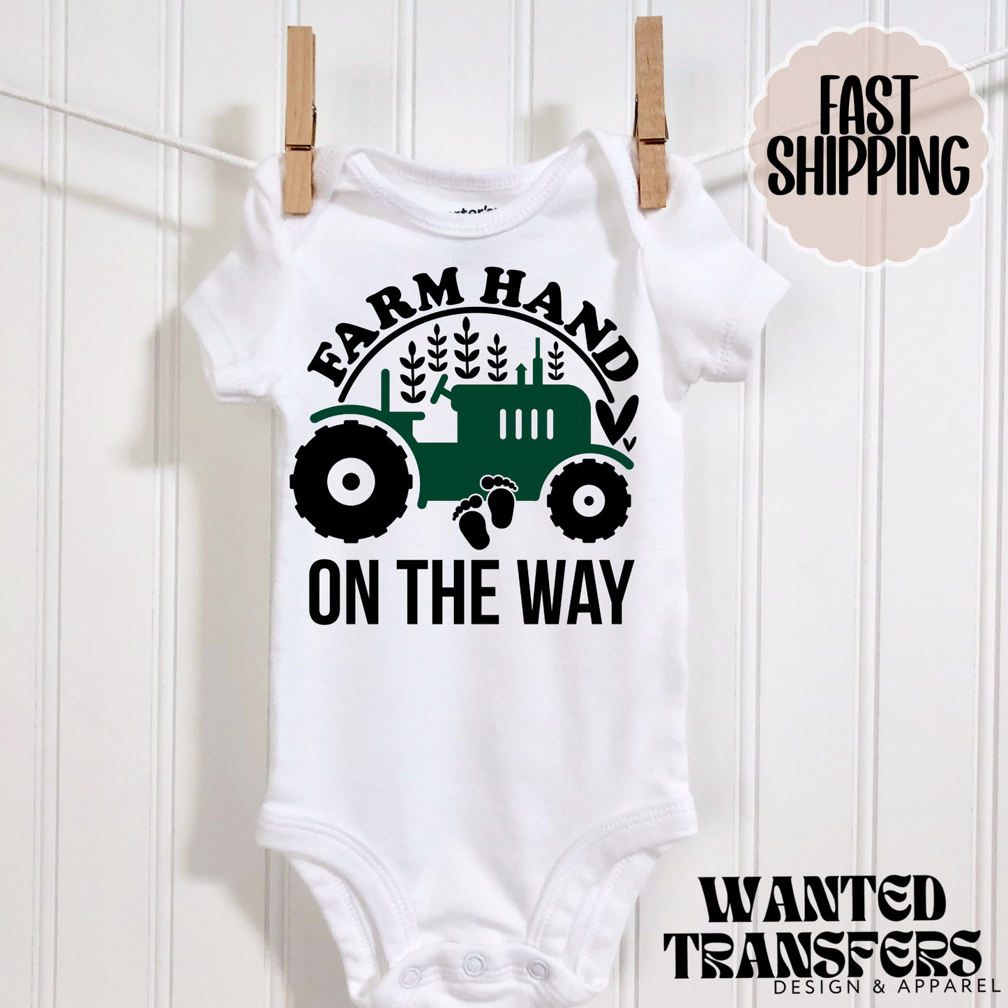 Farm Help on the Way Cattle Cow Pregnancy Announcement Onesie®, Tractor Baby Bodysuit, Farm Raised Pregnancy Announcement, Cute, Trendy Western PregnancyBodysuit