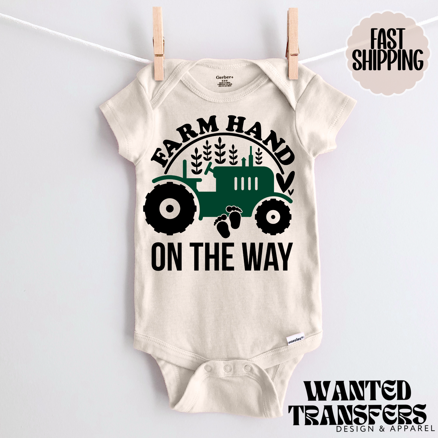 Farm Help on the Way Cattle Cow Pregnancy Announcement Onesie®, Tractor Baby Bodysuit, Farm Raised Pregnancy Announcement, Cute, Trendy Western PregnancyBodysuit