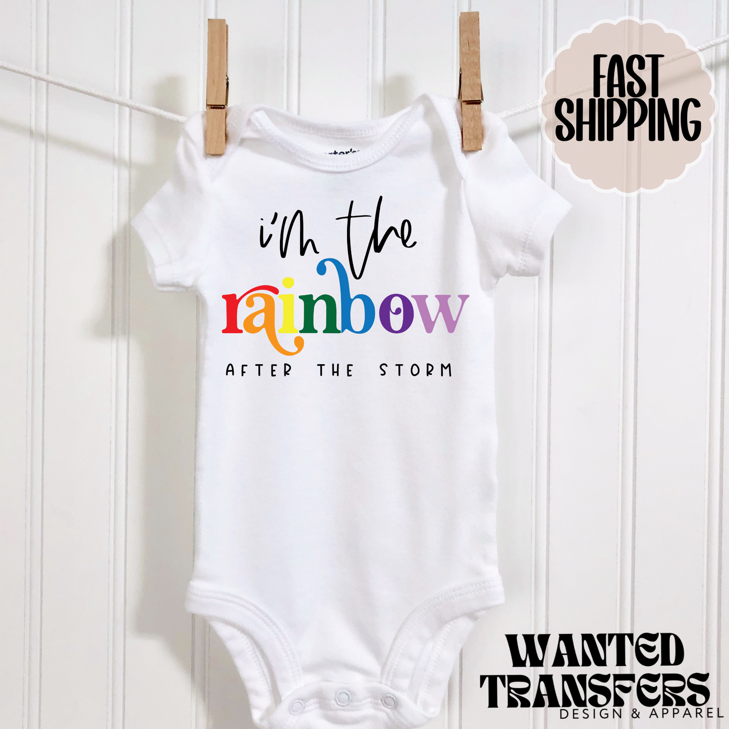 I'm the Rainbow After the Storm Pregnancy Announcement Onesie®, Rainbow Baby Bodysuit, Cat Lover Pregnancy Announcement, Cute, Trendy First Baby