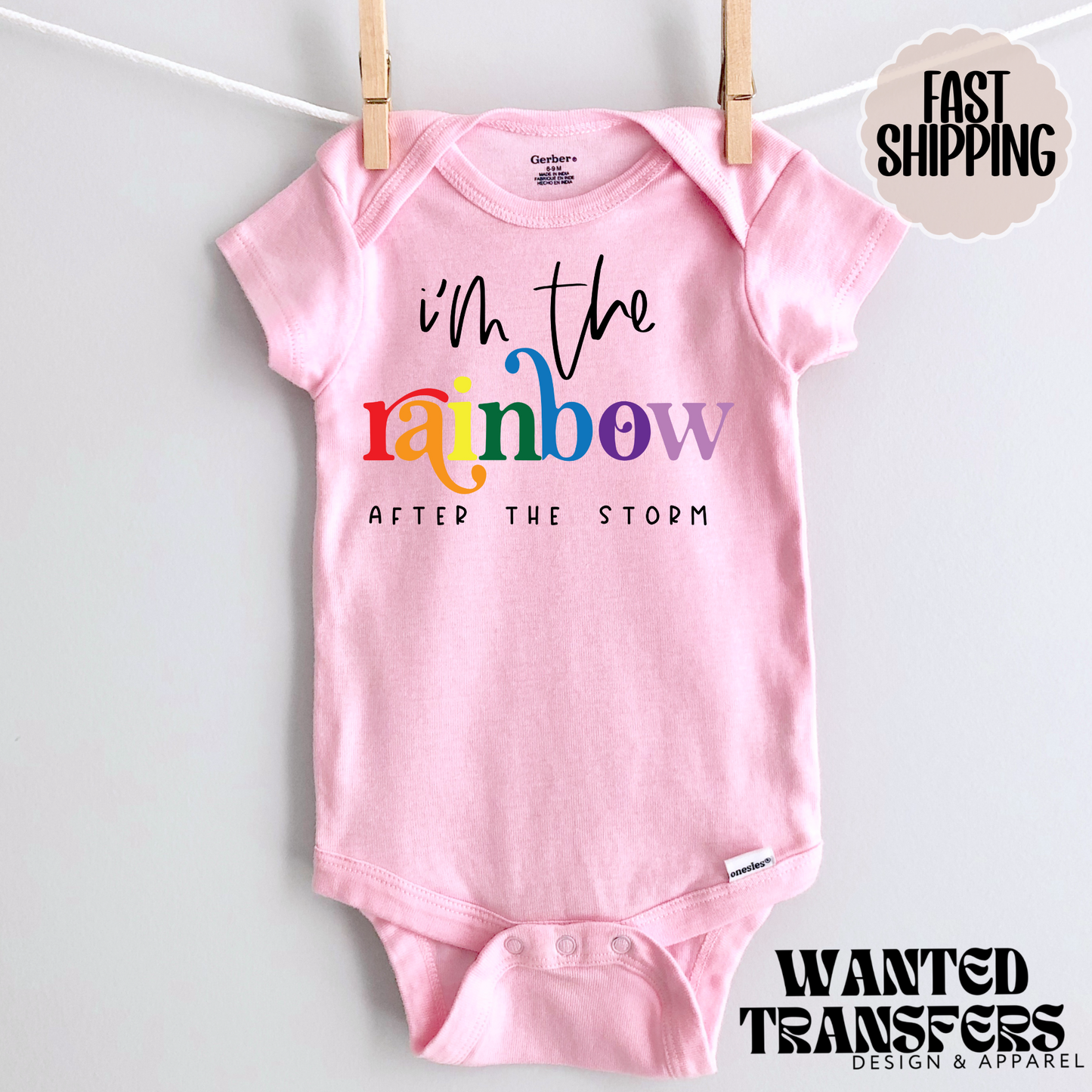 I'm the Rainbow After the Storm Pregnancy Announcement Onesie®, Rainbow Baby Bodysuit, Cat Lover Pregnancy Announcement, Cute, Trendy First Baby