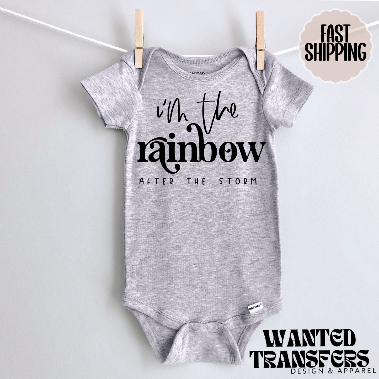 I'm the Rainbow After the Storm Pregnancy Announcement Onesie®, Rainbow Baby Bodysuit, Cat Lover Pregnancy Announcement, Cute, Trendy First Baby