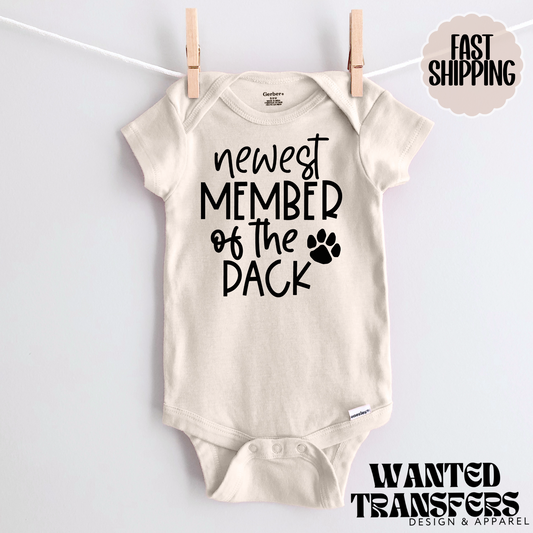 Newest Member of the Pack, Dog Pregnancy Announcement Onesie®, Cute Dog Related Pregnancy, Bodysuit, First Baby