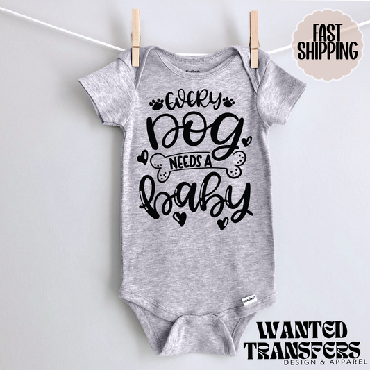 Every Dog Needs a Baby Cute Pregnancy Announcement Onesie®, Cute Dog Related Pregnancy, Bodysuit, First Baby