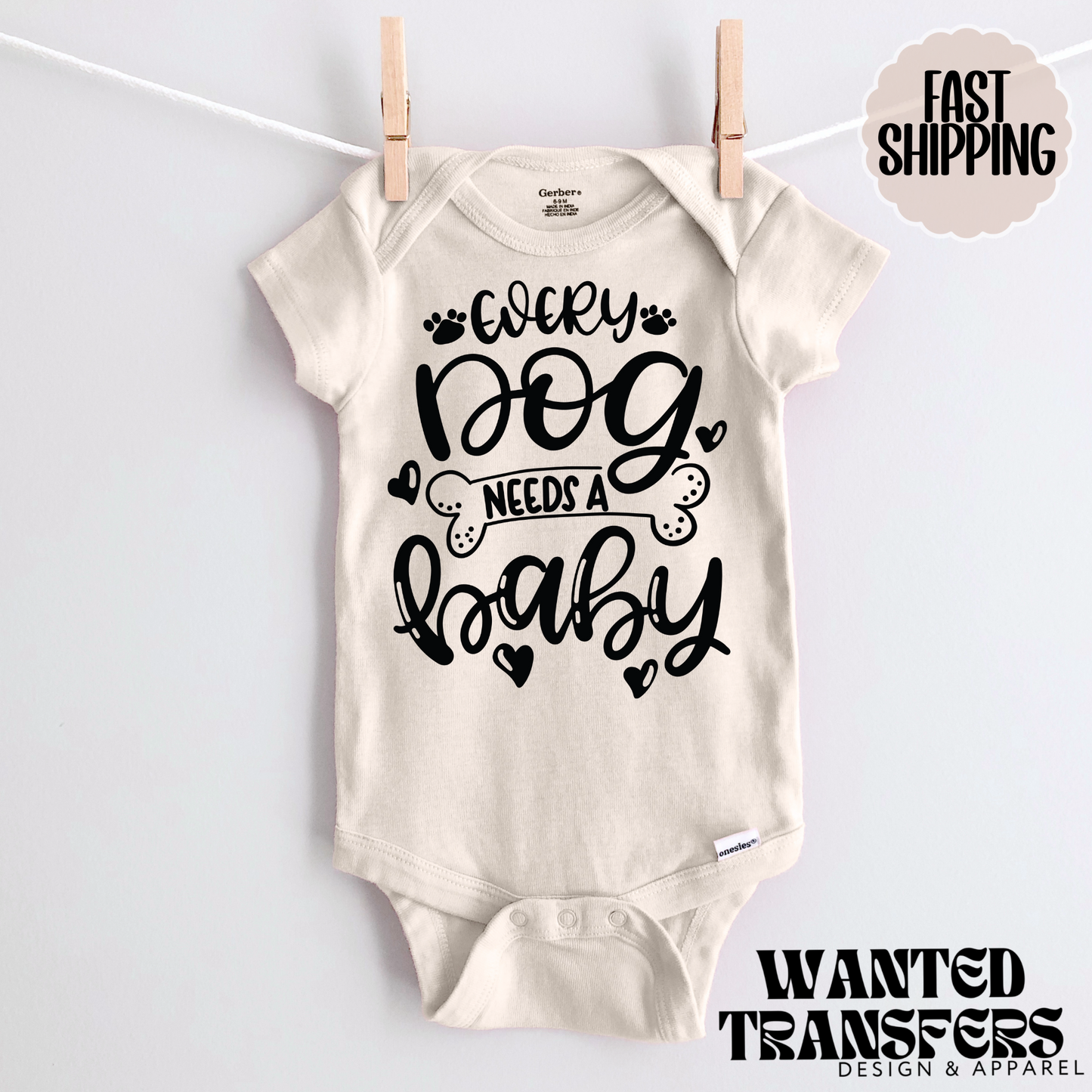 Every Dog Needs a Baby Cute Pregnancy Announcement Onesie®, Cute Dog Related Pregnancy, Bodysuit, First Baby