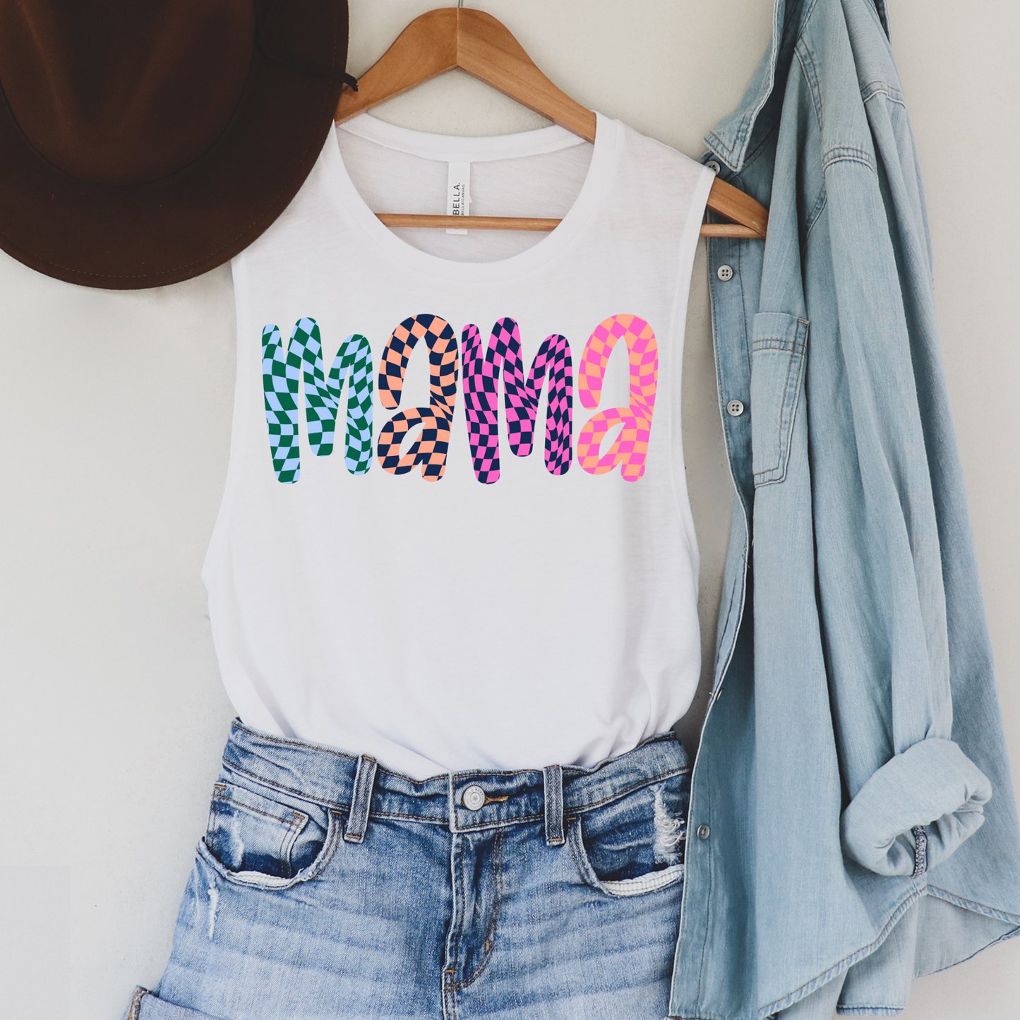 Neon Checkered Mama DTF Transfer