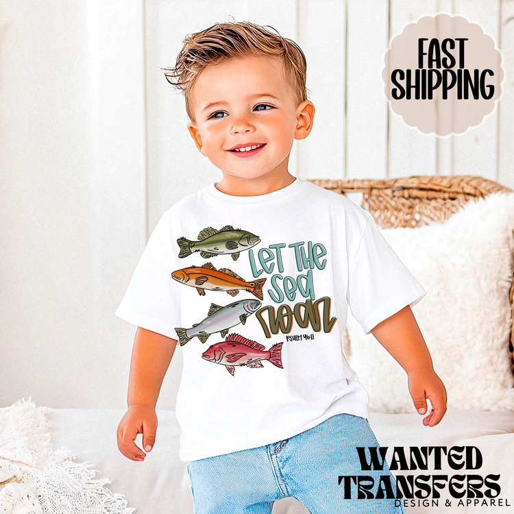 Let the Sea Roar Red Drum Fishing, Trendy Fishing Kids Graphic Tee, Unisex, Grunge, Western, Christian, Trendy Kids Tee, Everyday Tee