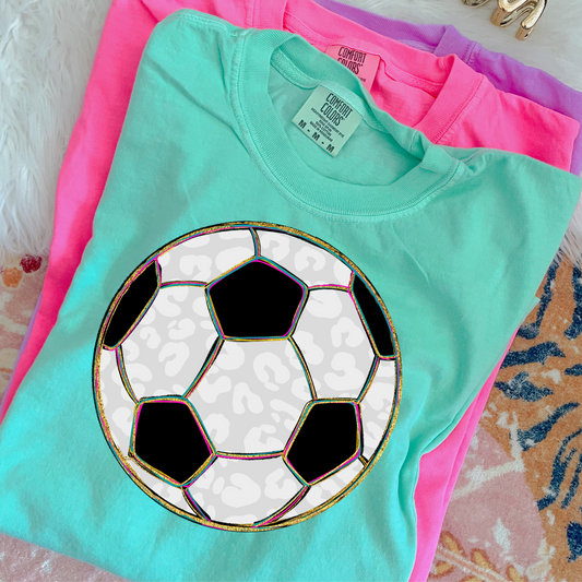 Neon Brushstroke Leopard Soccer Ball DTF Transfer