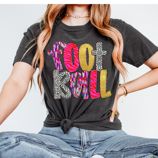 Neon Brushstroke Football DTF Transfer