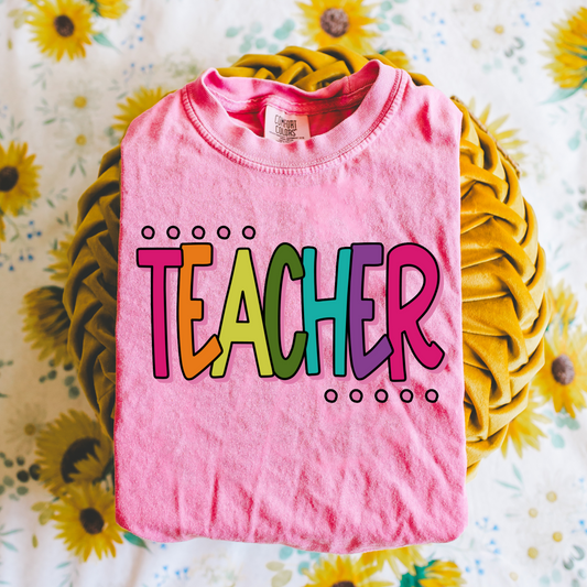 Neon Teacher DTF Transfer