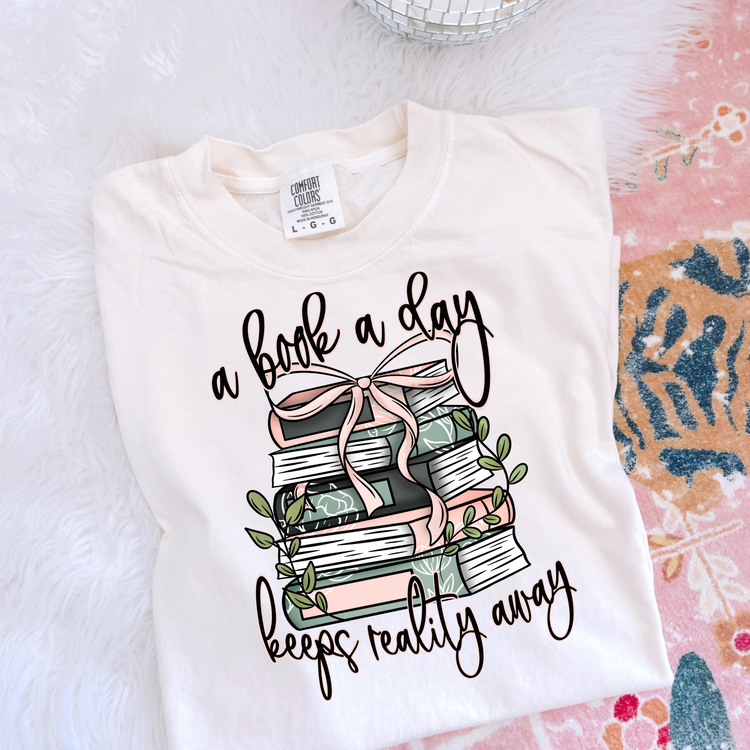 A Book a Day, Keeps Reality Away PNG Digital Download