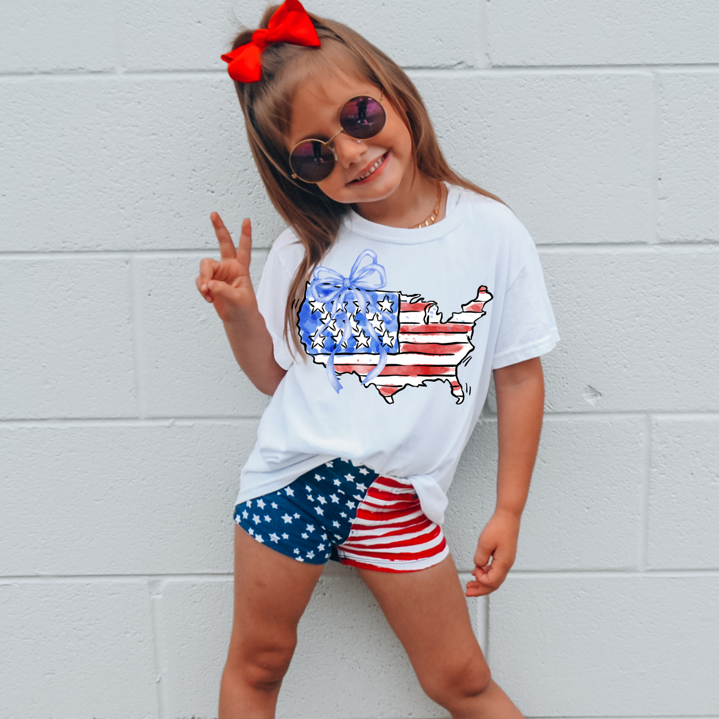 Watercolor USA Doodle 4th of July DTF Transfer