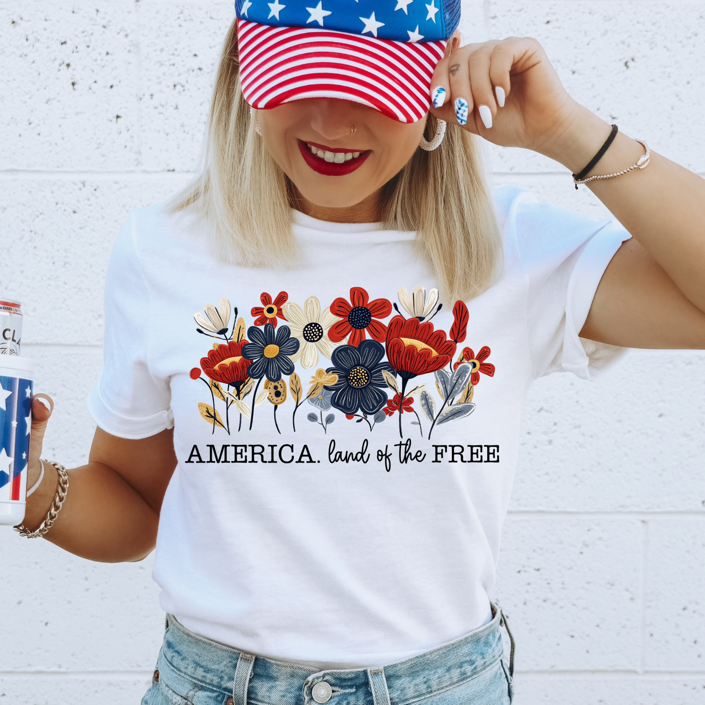 America, Land of the Free Black Font 4th of July DTF Transfer