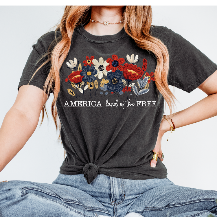 America, Land of the Free White Font 4th of July DTF Transfer