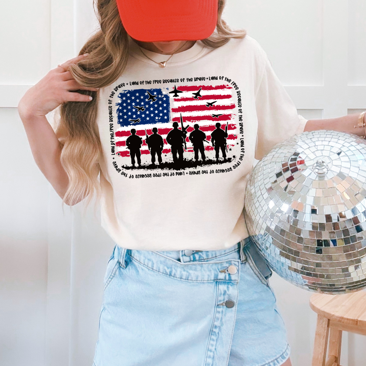 Veterans Land of the Free Black Font 4th of July DTF Transfer