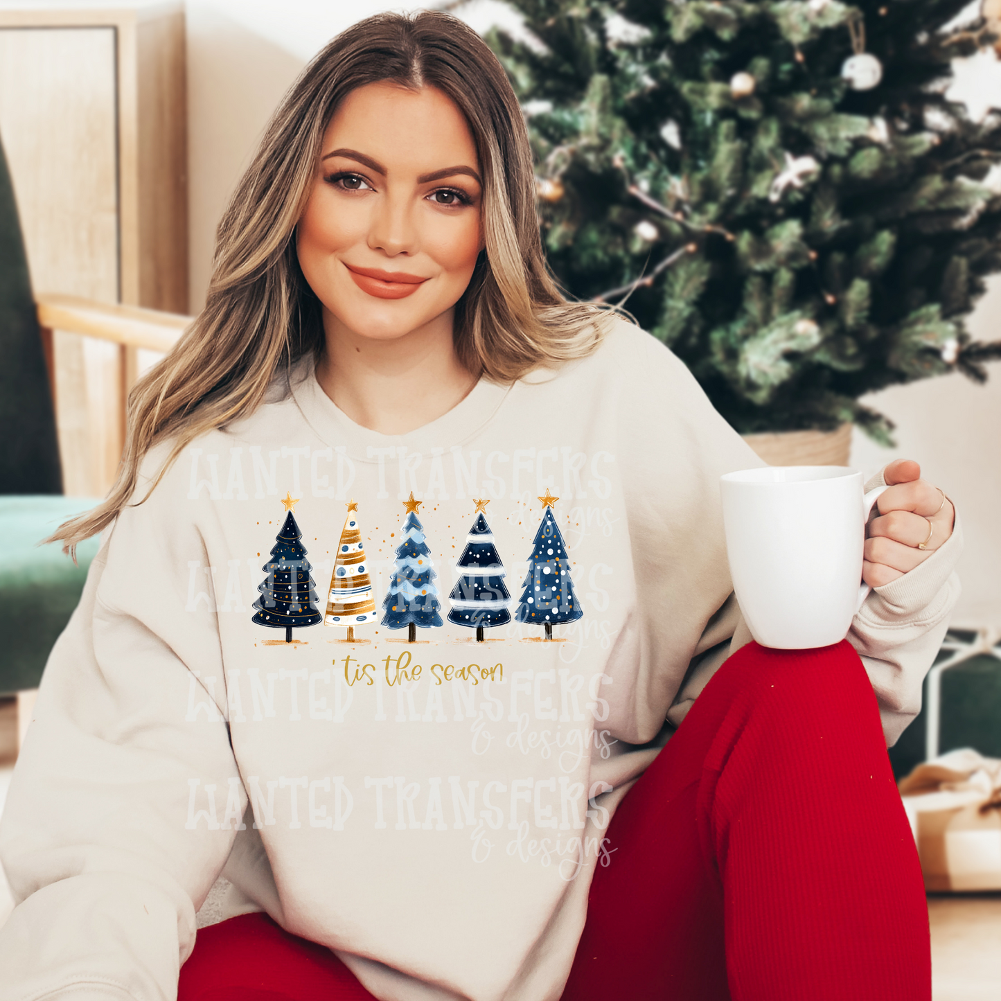 Tis The Season Blue Trees Exclusive Sublimation Transfer