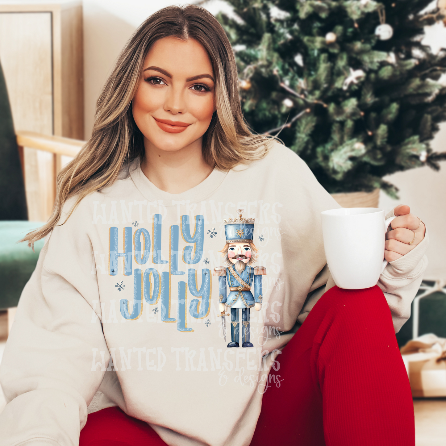 Holly Jolly Nutcracker Blue Exclusive Sublimation Transfer
