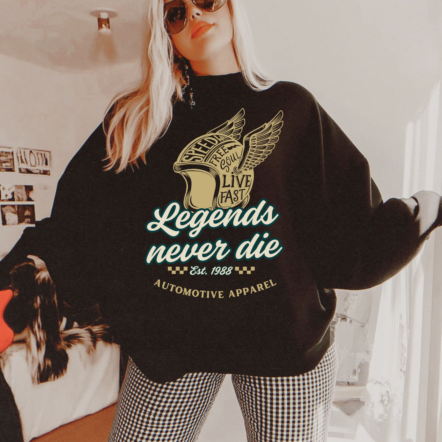 Legends Never Die Automotive Apparel Retro DTF Transfer