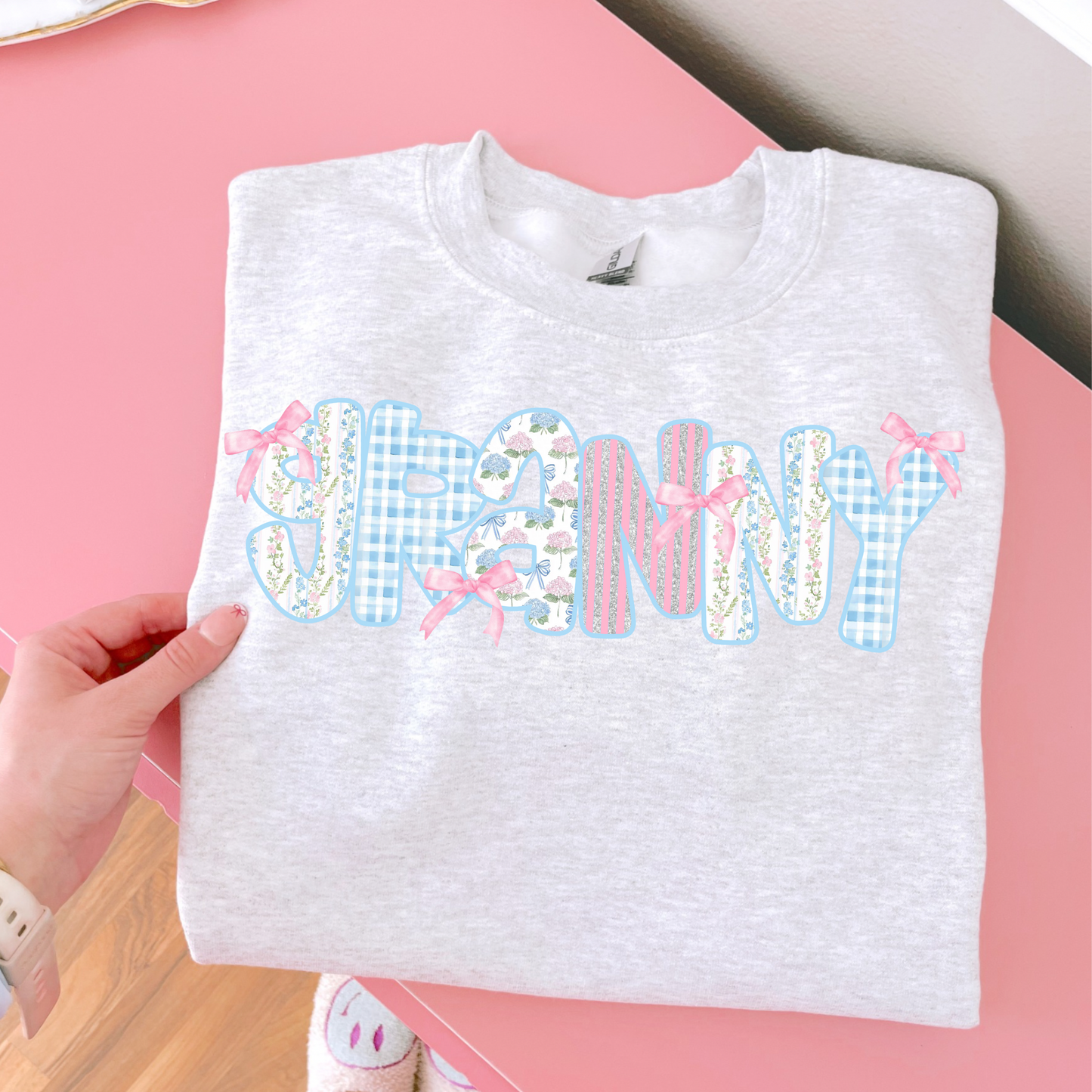 Granny Blue Floral DTF Transfer