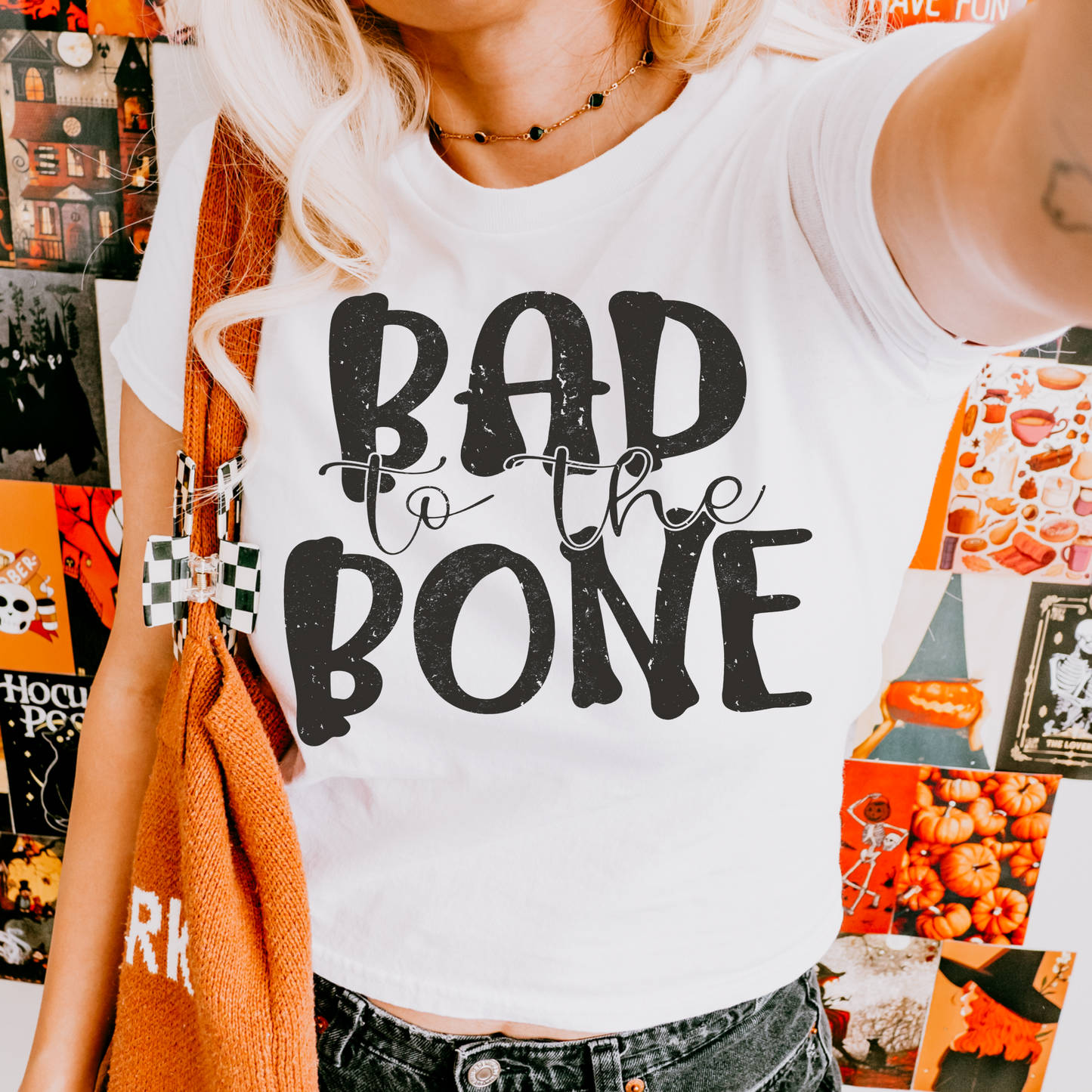 Bad to the Bone Halloween DTF Transfer