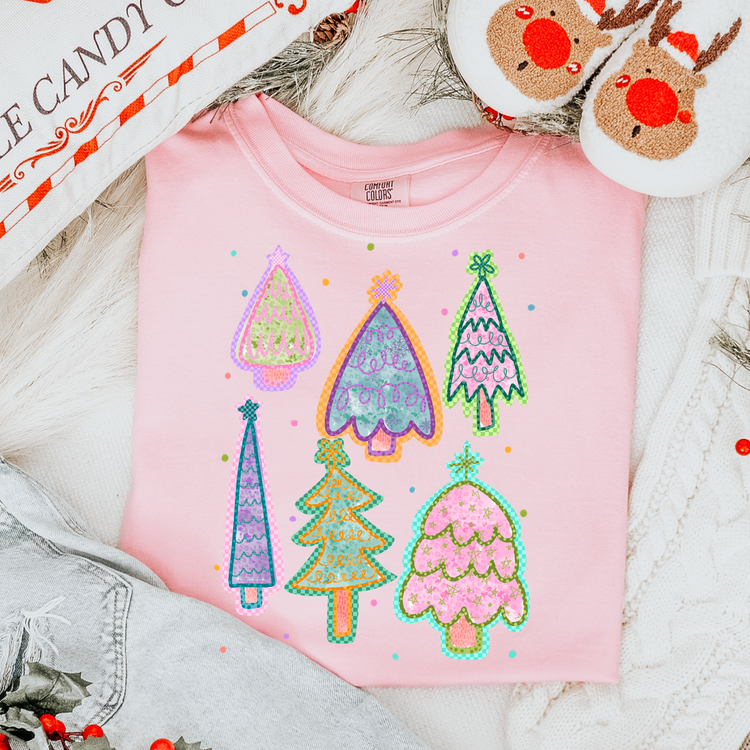 Trendy Glam Christmas Trees Clear Film Screen Print Transfer