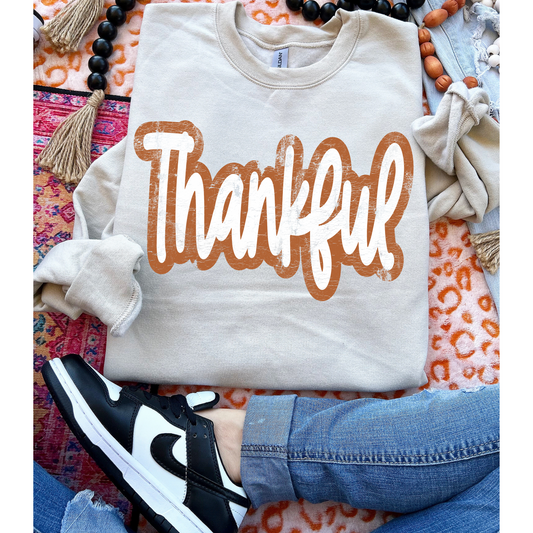 Thankful Distressed Clear Film Screen Print Transfer