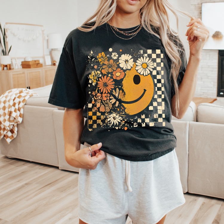 Floral Fall Happiness Clear Film Screen Print Transfer