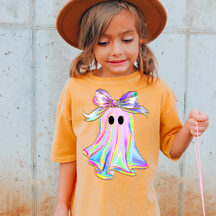 Iridescent/Holographic Ghost Toddler Clear Film Screen Print Transfer