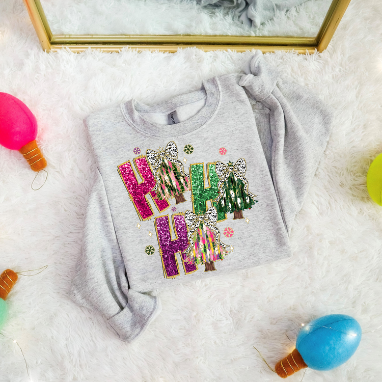 Ho Ho Ho Faux Sequin Clear Film Screen Print Transfer