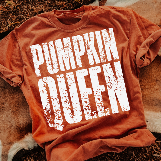 Pumpkin Queen Fall Single Color Screen Print Transfer