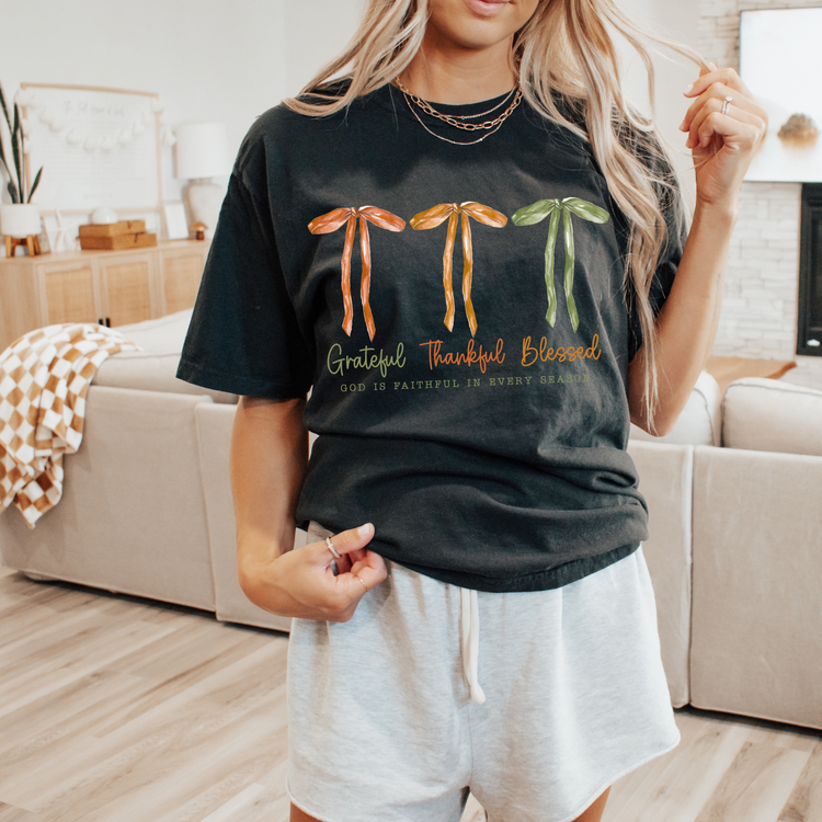 Grateful Thankful Blessed Clear Film Screen Print Transfer