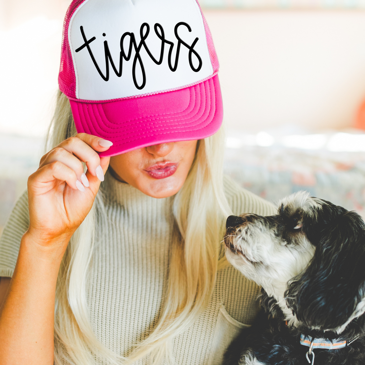 Tigers School Spirit Hat Puff Screen Print Transfer