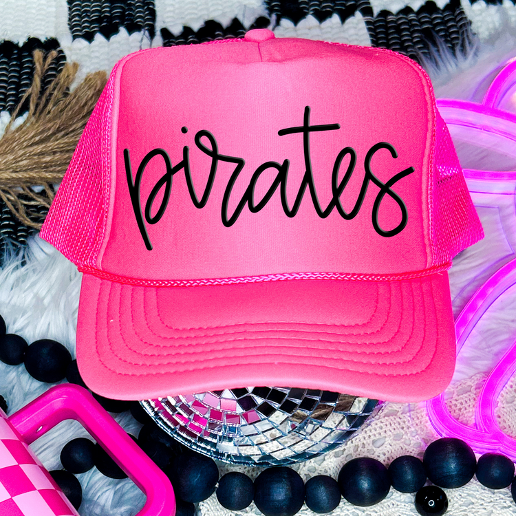 Pirates School Spirit Hat Puff Screen Print Transfer