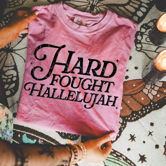 Hard Fought Hallelujah Puff Screen Print Transfer