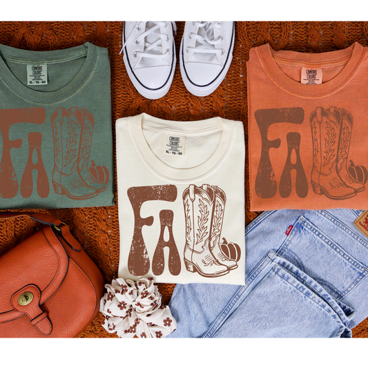 Fall Western Boots Single Color Screen Print Transfer