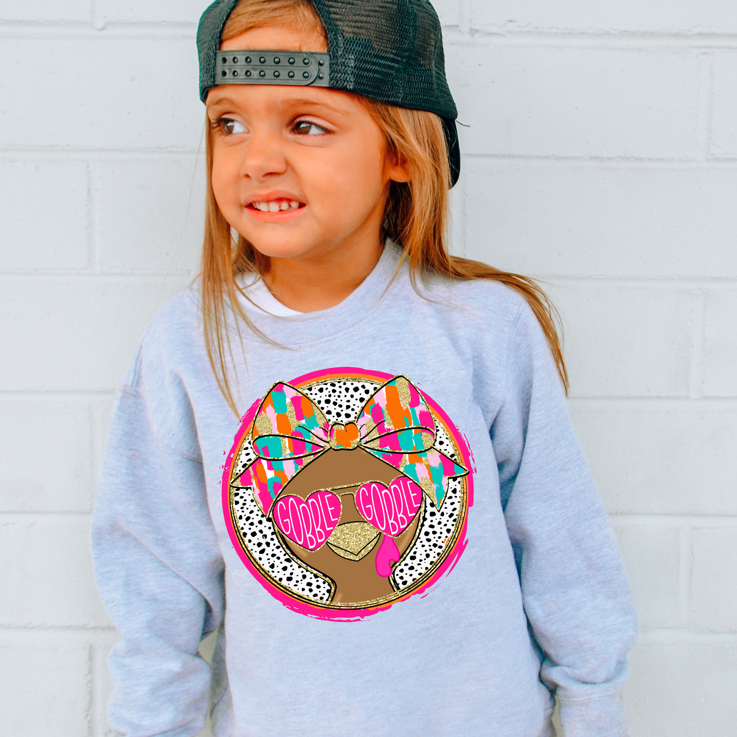 Preppy Turkey Gobble Gobble Toddler/Youth Clear Film Screen Print Transfer