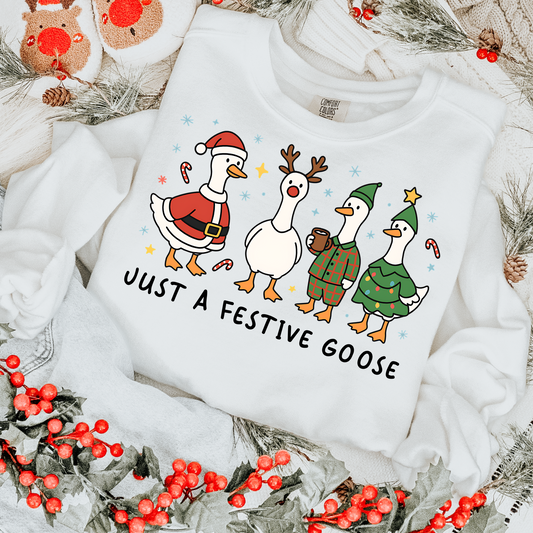 Just a Festive Goose Christmas Clear Film Screen Print Transfer